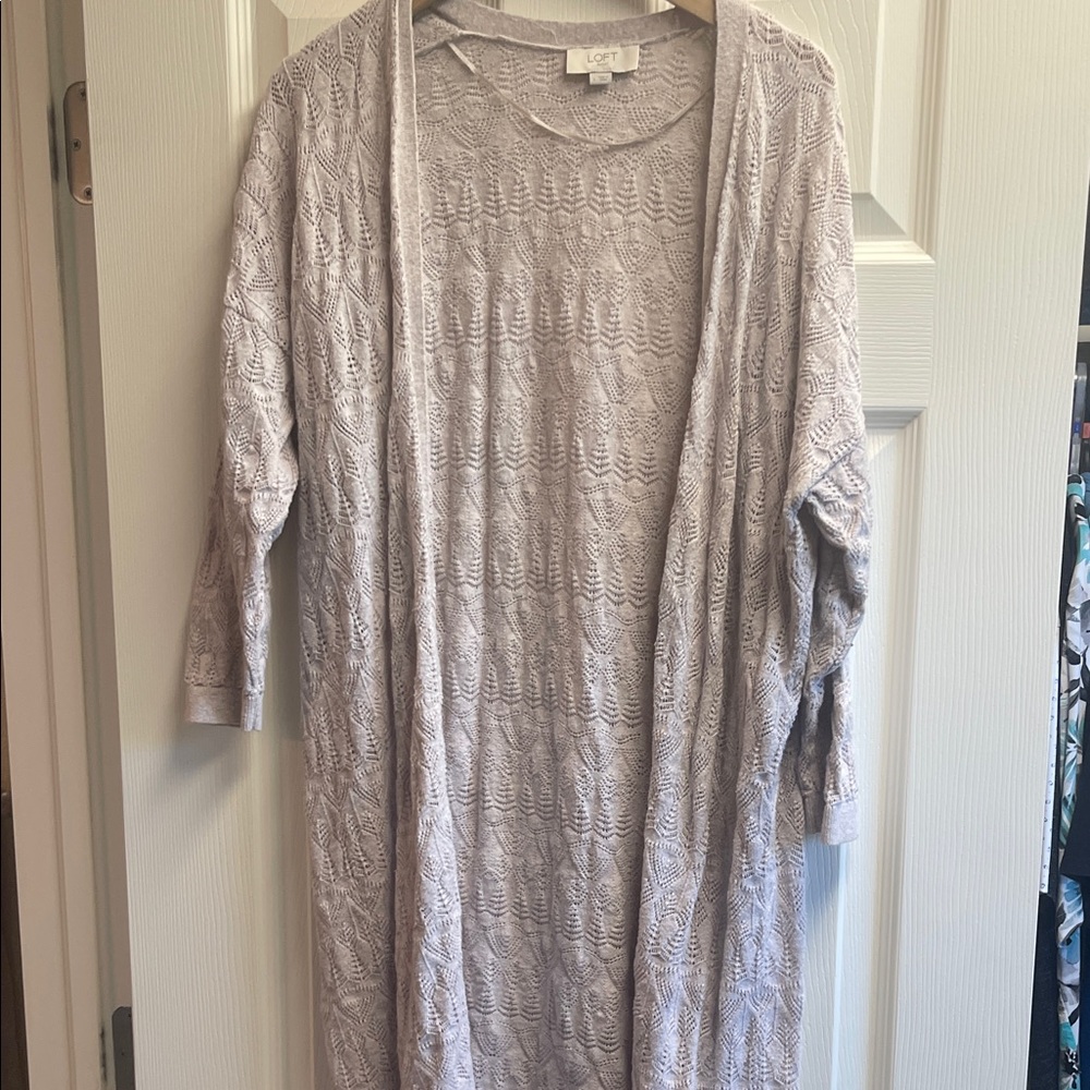 LOFT Light Gray Textured Cardigan
